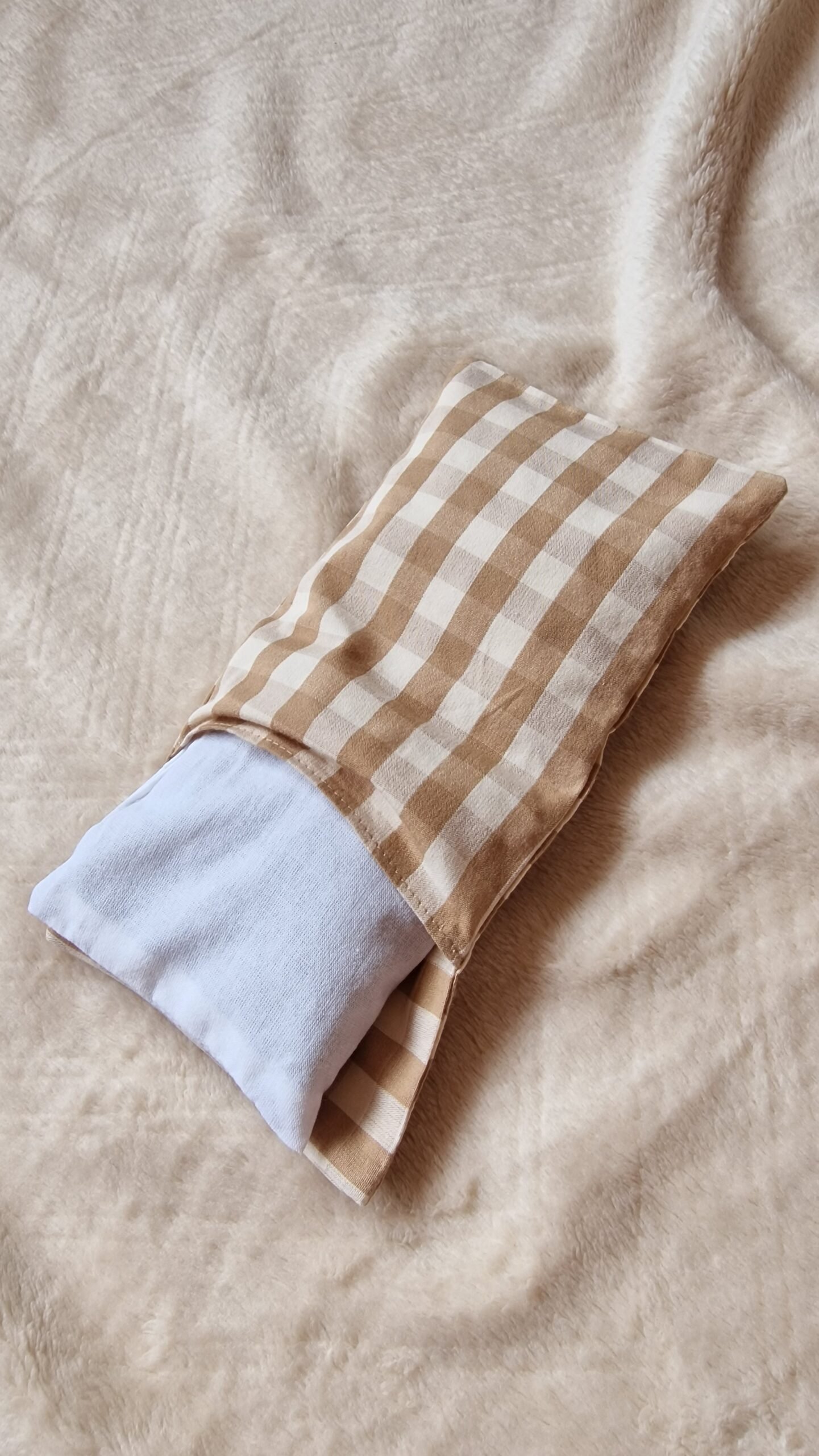 Bouillotte Vichy brun beige – petit format - Image 4